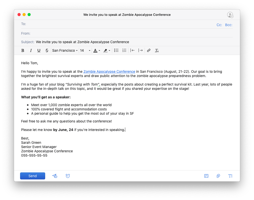 Write Professional Email example