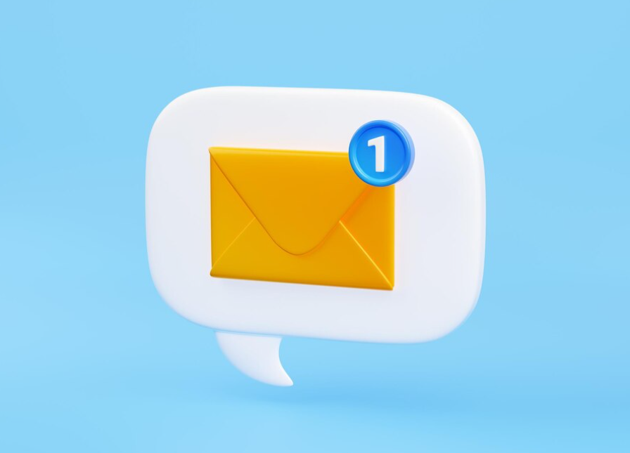 Icon of a message bubble with a new email notification