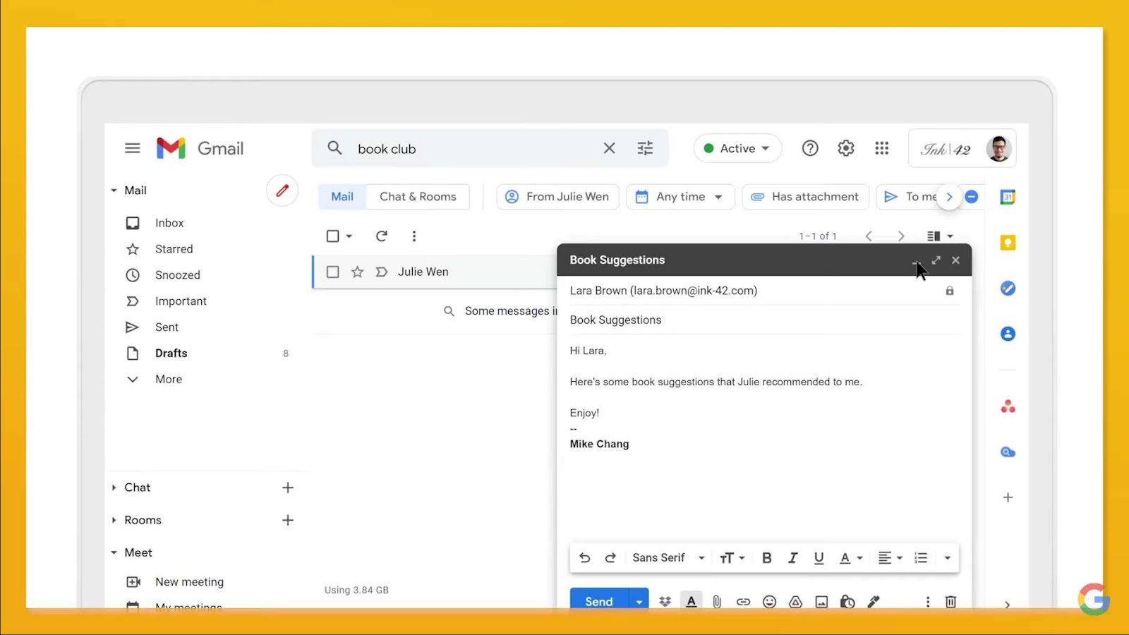 Process of attach an email in gmail